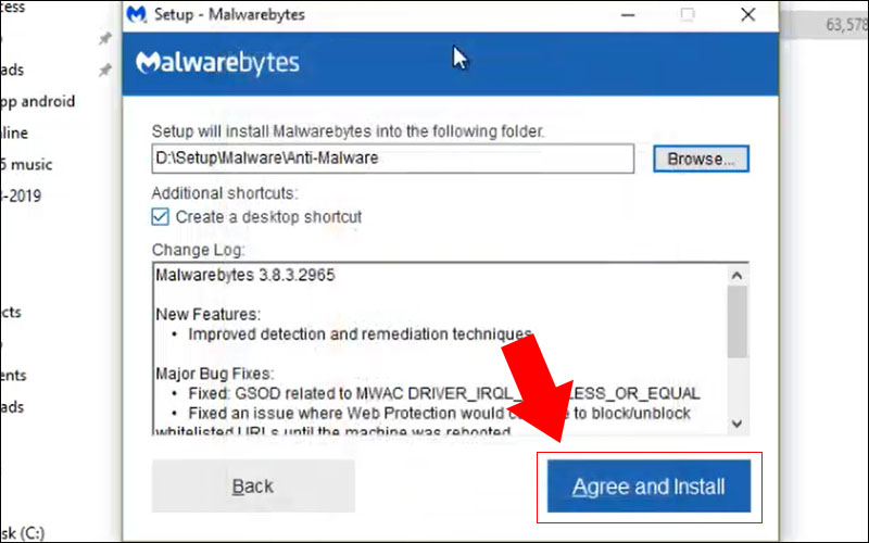 Đồng &yacute; c&agrave;i đặt phần mềm Malwarebytes